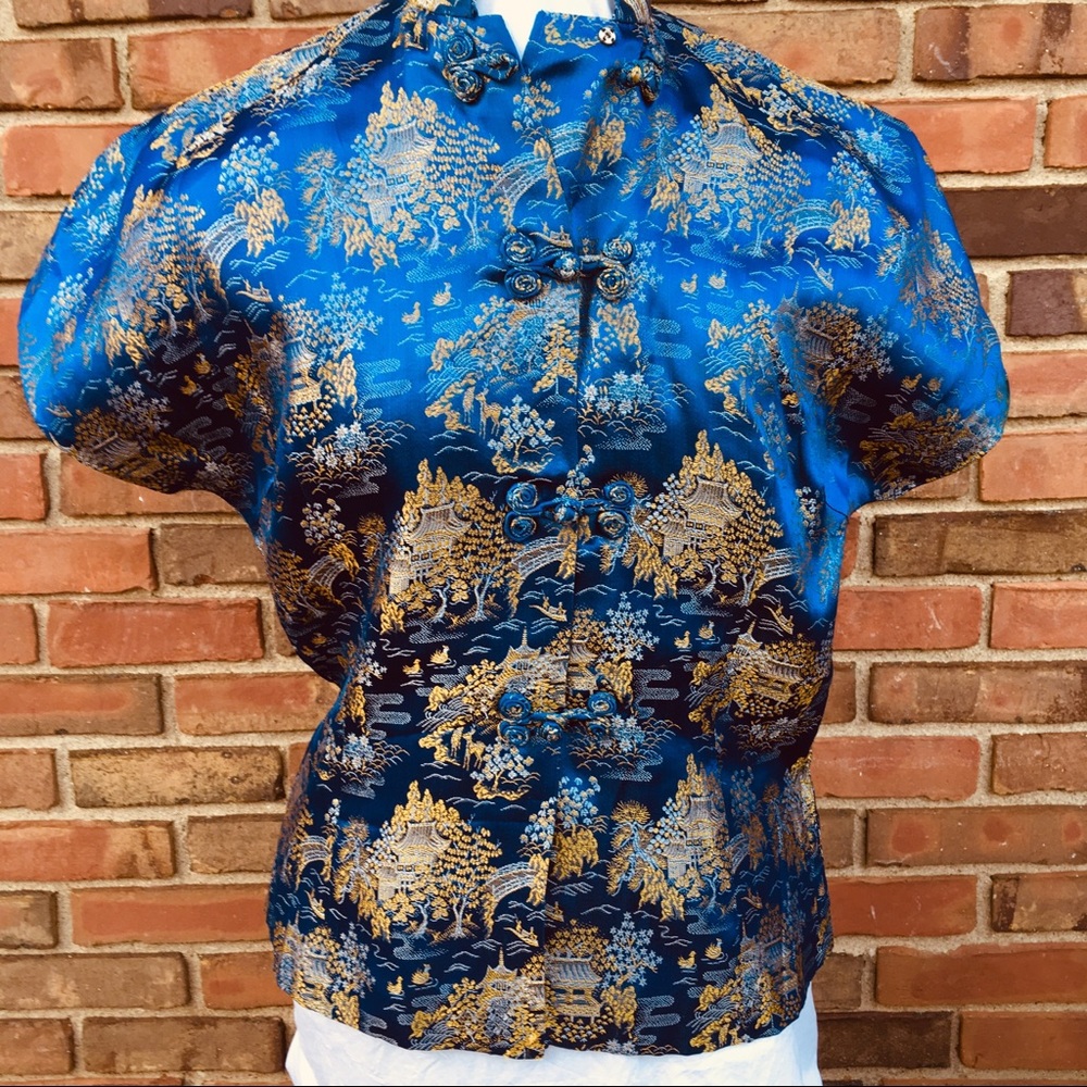 Vintage Authentic Chinese Mandarin Shirt Tunic Med - Picture 1 of 11